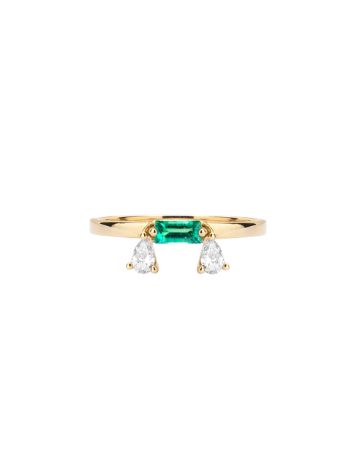 Dancing baguette emerald ring photo