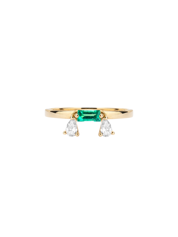 Dancing baguette emerald ring