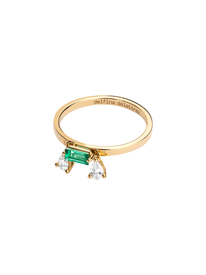 Dancing baguette emerald ring