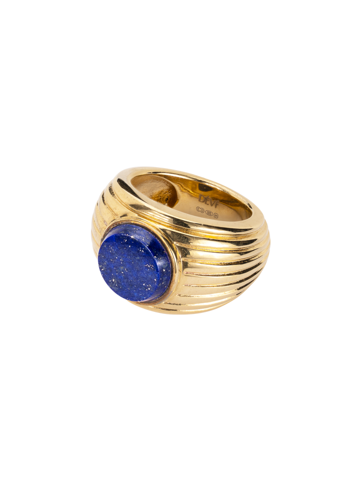 Wave motion ring - lapis lazuli & gold vermeil