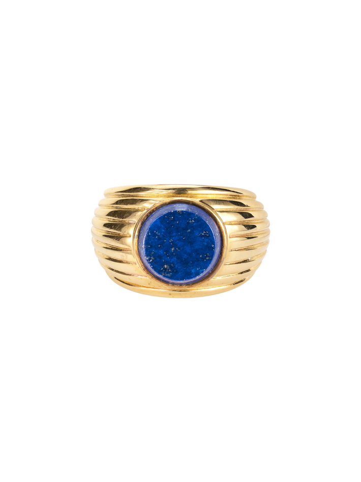 Wave motion ring - lapis lazuli & gold vermeil