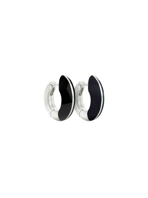 Locus solus hoop earrings - silver & black onyx photo