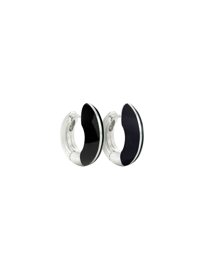 Locus solus hoop earrings - silver & black onyx