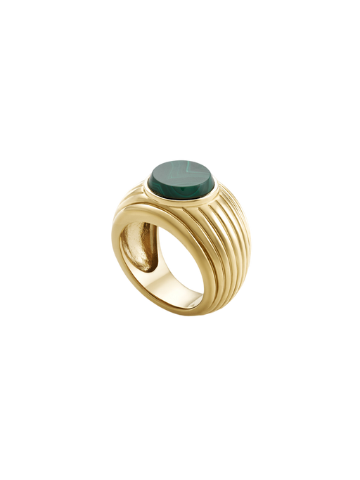 Wave motion ring - malachite & gold vermeil photo
