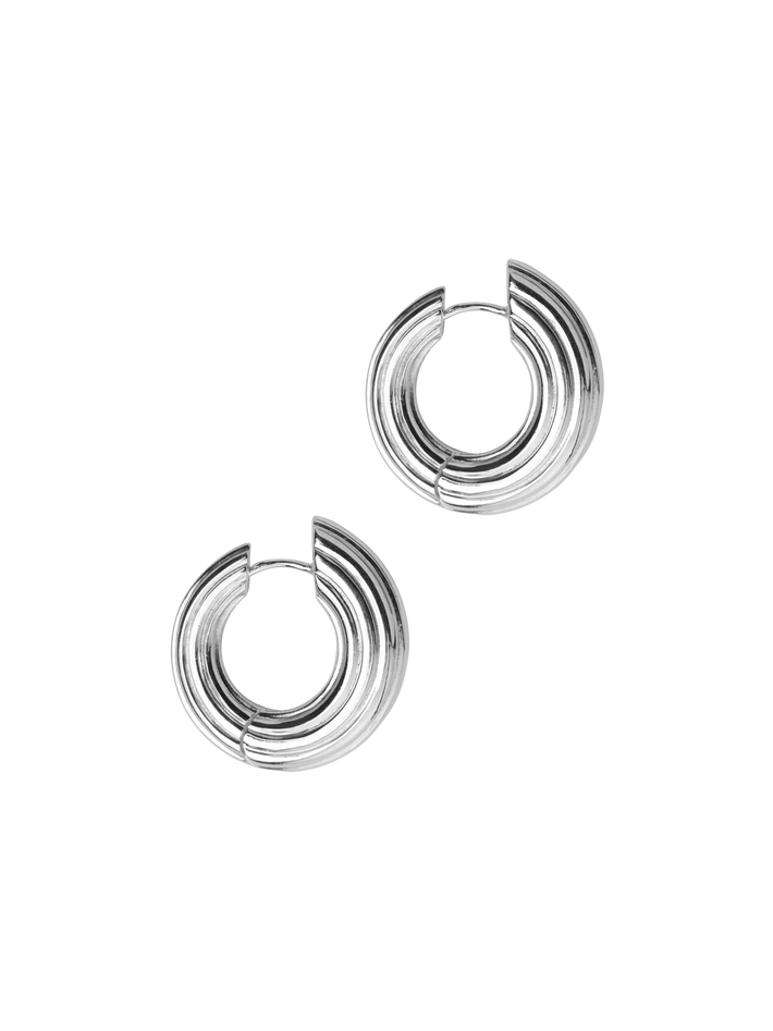 Non-conformist medium hoops - sterling silver