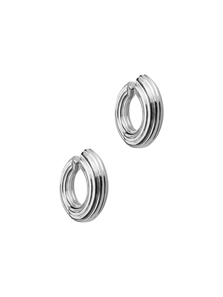 Non-conformist medium hoops - sterling silver