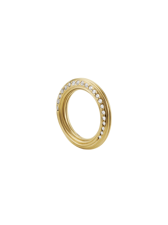 Ondulations pavé ring - gold vermeil