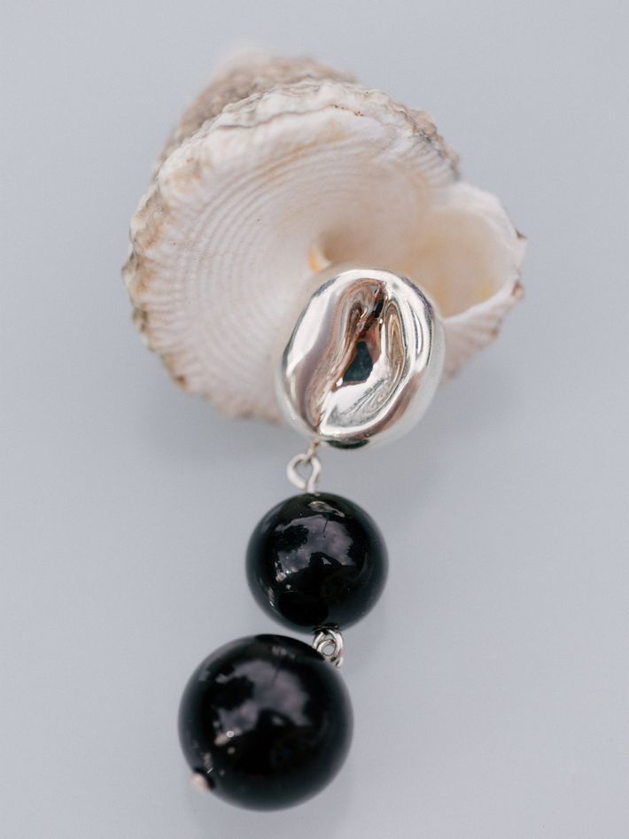 Valentine earrings - sterling silver & black onyx