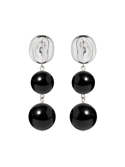 Valentine earrings - sterling silver & black onyx photo