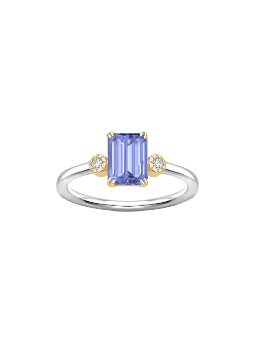 Violet 14k tanzanite & created diamond ring photo