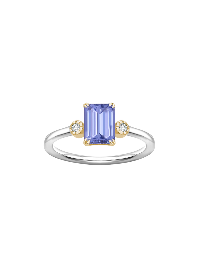 Violet 14k tanzanite & created diamond ring