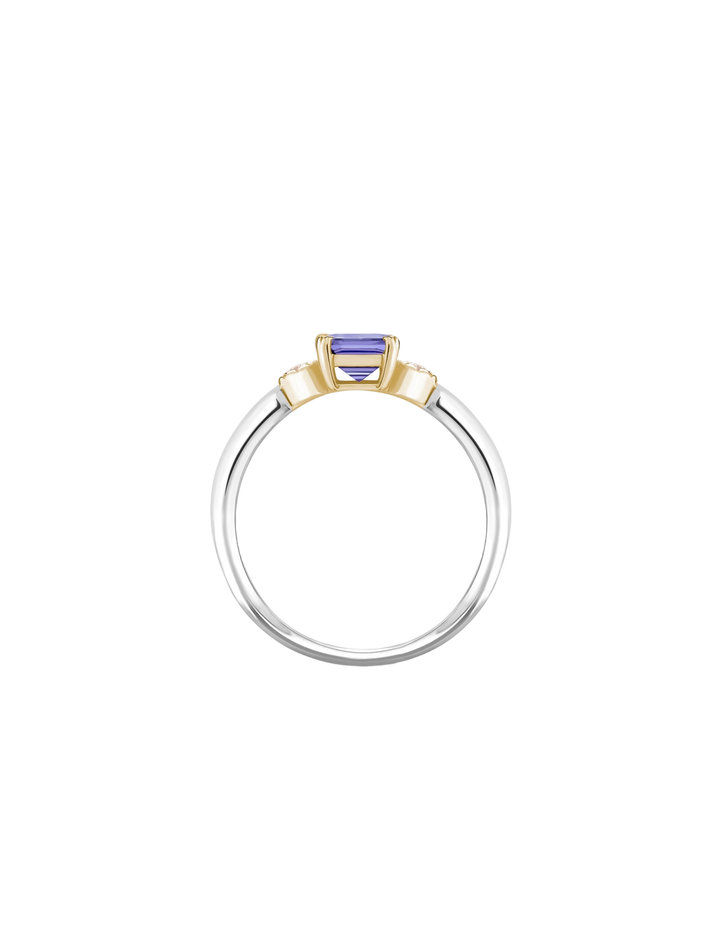 Violet 14k tanzanite & created diamond ring