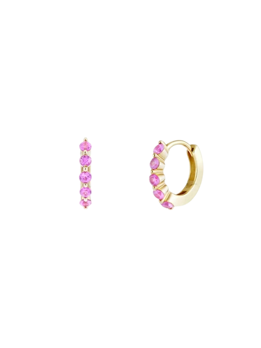 Shuga mini pink sapphire huggie hoops photo