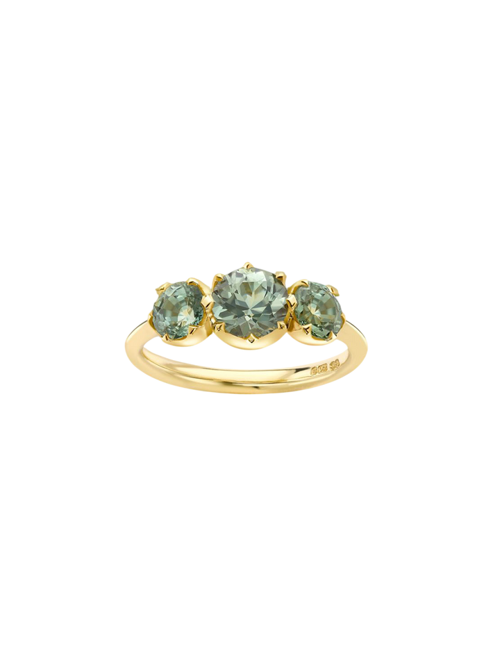 Elyhara green sapphire trilogy ring