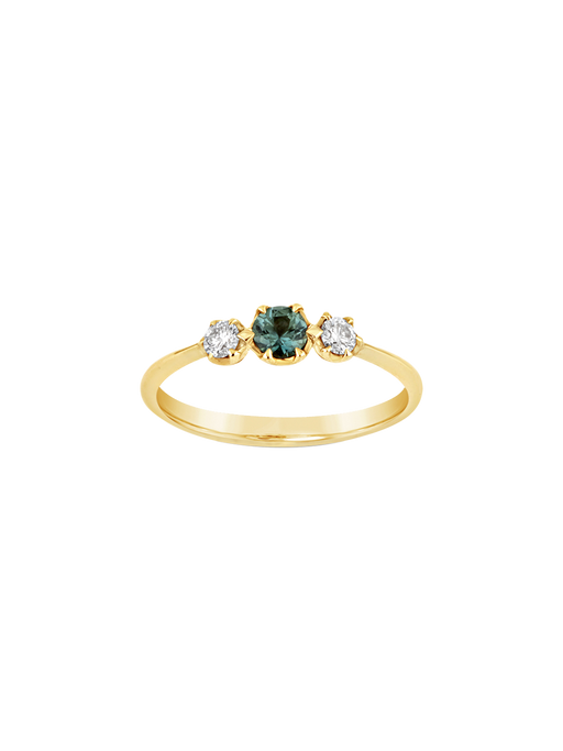 Elyhara 18k fine montana green sapphire & diamond small trilogy ring photo