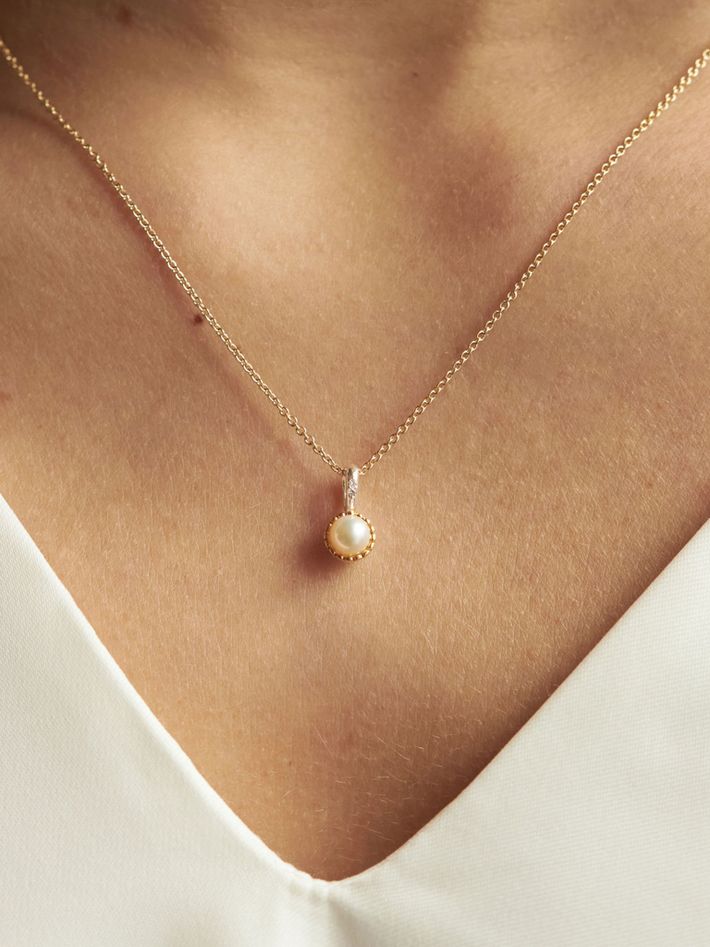 June pearl birthstone pendant