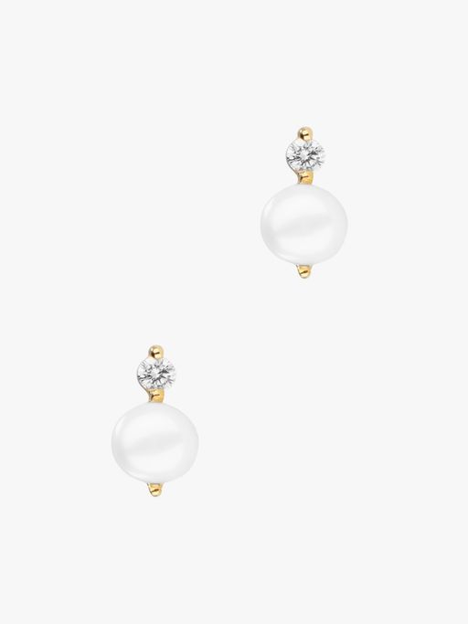 Shuga diamond double pearl studs photo