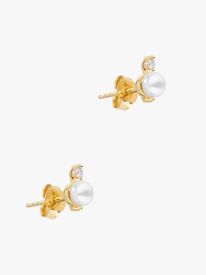 Shuga diamond double pearl studs