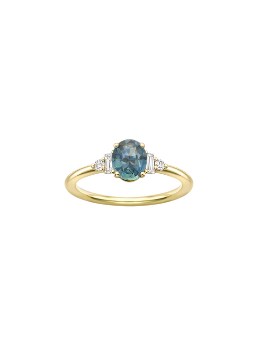 Katie teal sapphire & diamond ring photo