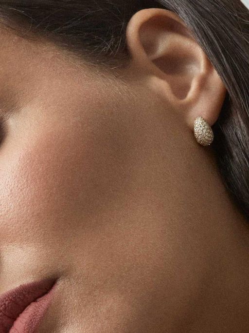 Signature mini scoop pave hoop earrings photo