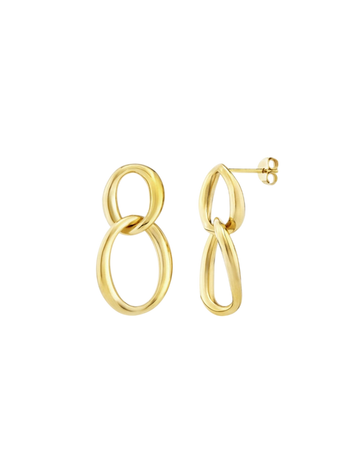 Gold wave double drop earrings photo