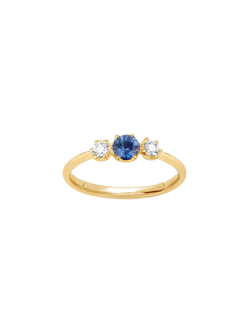 Elyhara 18k fine blue sapphire & diamond small trilogy ring photo