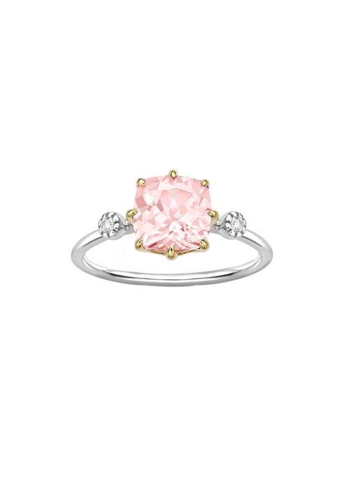 Iris 14k morganite & created diamond ring photo