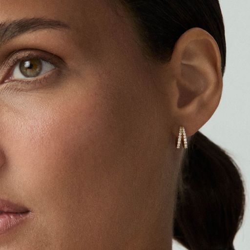 Signature duo small lab-created diamond huggie hoops photo