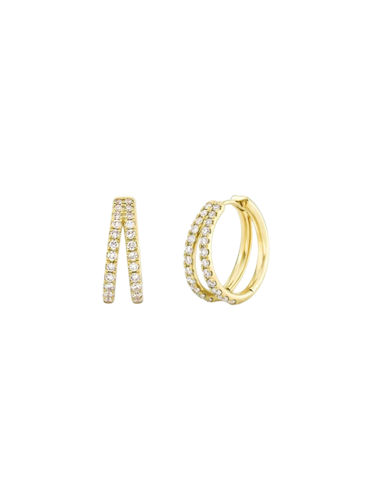 Signature duo small lab-created diamond huggie hoops photo