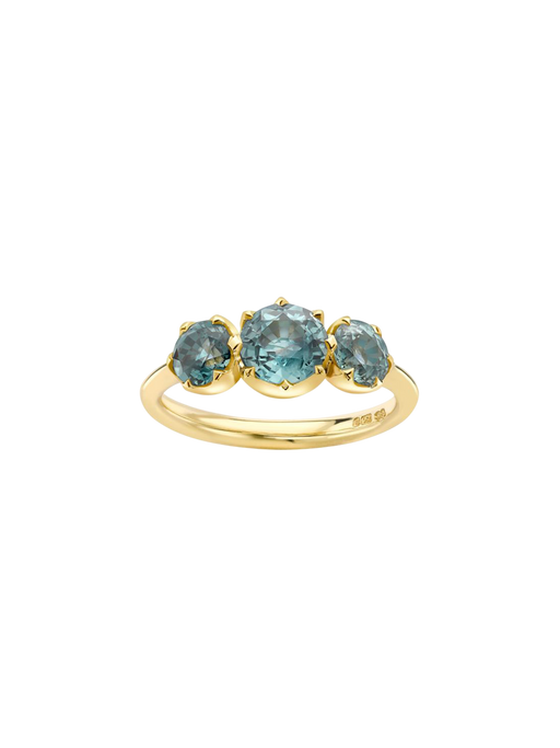 Elyhara teal sapphire medium trilogy ring photo