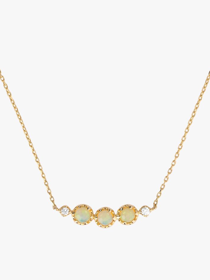 Opal and diamond scoop necklace