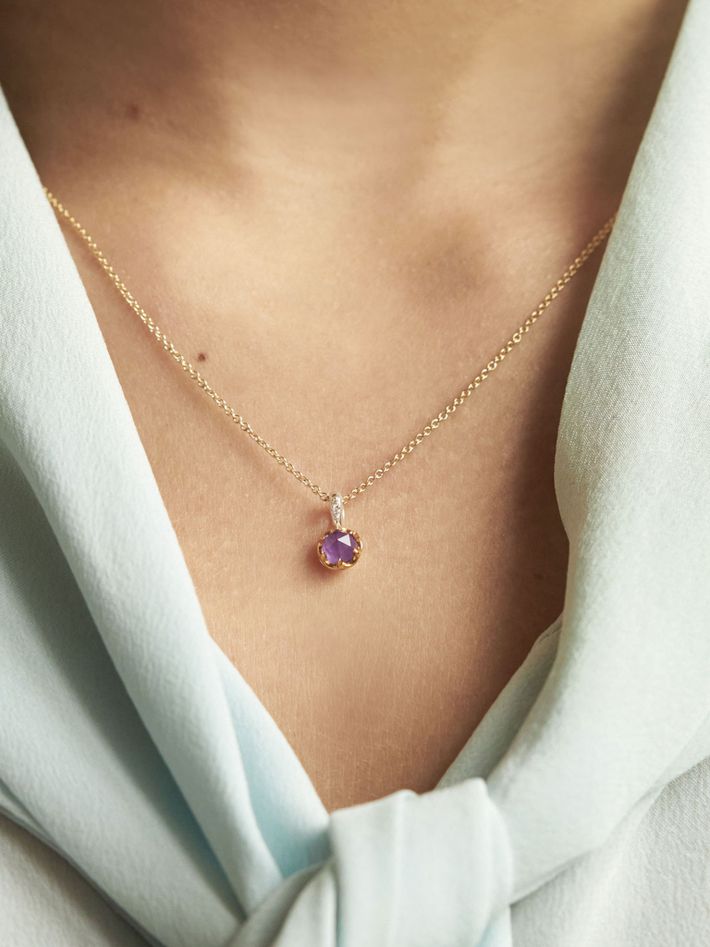 February amethyst birthstone pendant