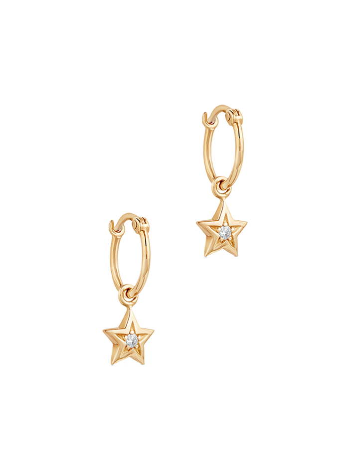Bijou recycled gold star created diamond drops