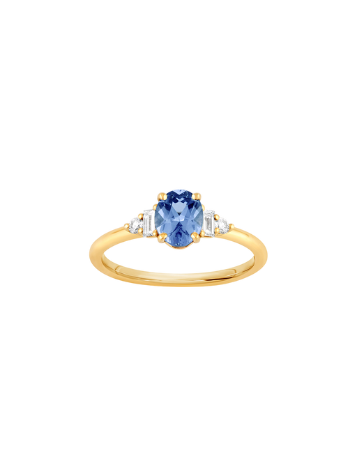 Katie 18k fine cornflower blue sapphire & diamond ring photo