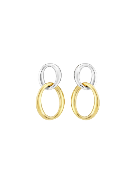 Mixed-metal wave double drop earrings photo