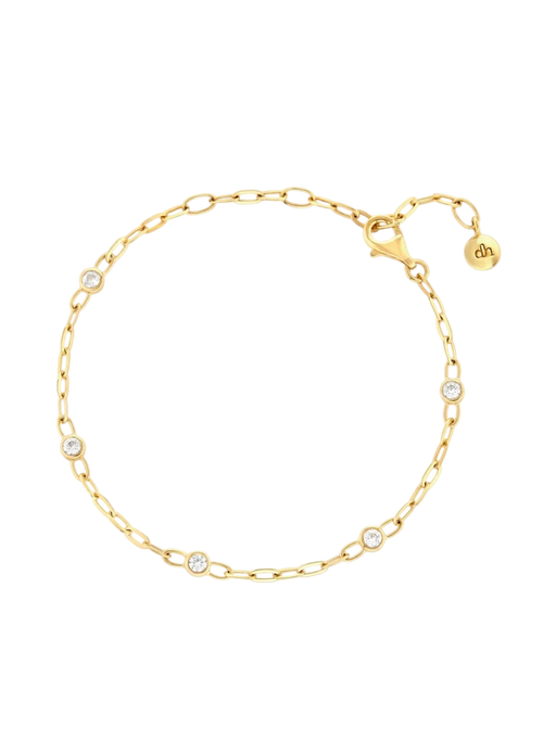 Lab-created white sapphire paperclip chain bracelet photo