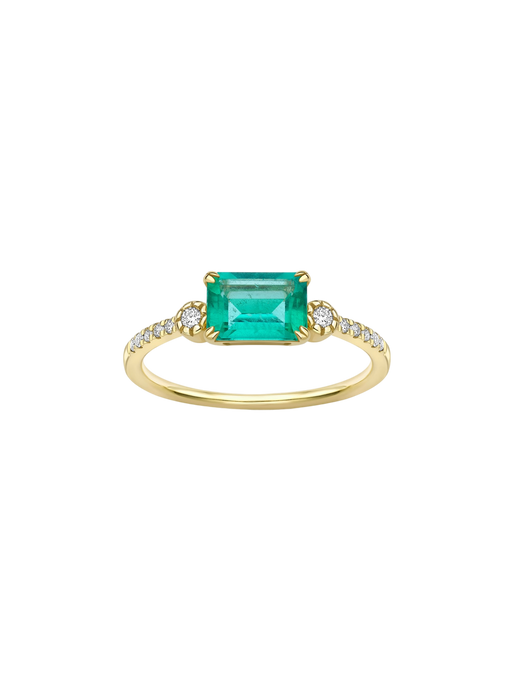 Betony 14k emerald & created diamond ring photo