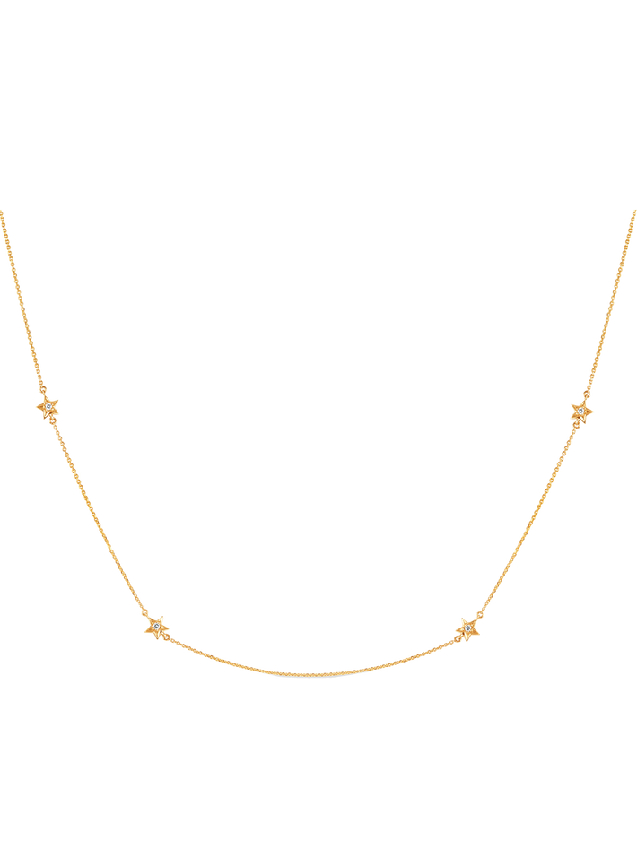 Bijou solid recycled gold star created diamond necklace