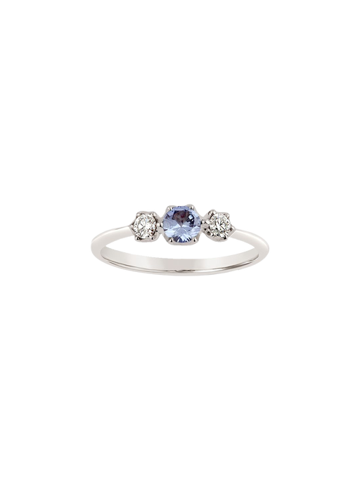 Elyhara 18k fine blue sapphire & diamond small trilogy ring photo