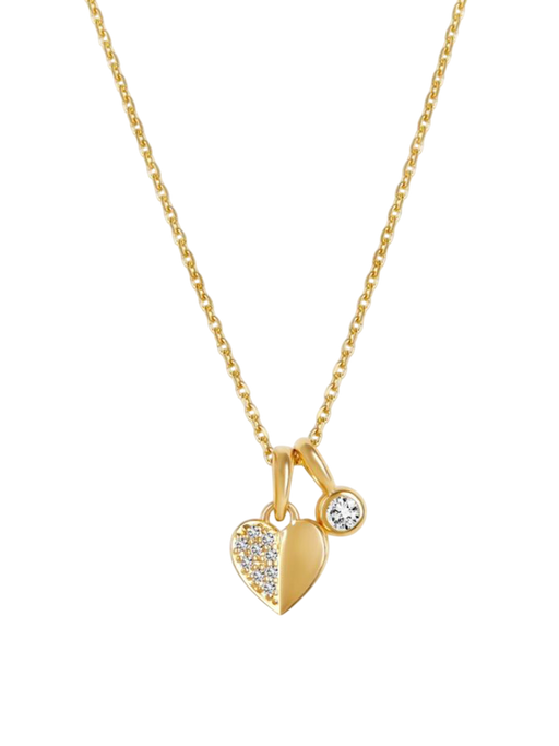 Folded heart lab-created diamond duo pendant photo