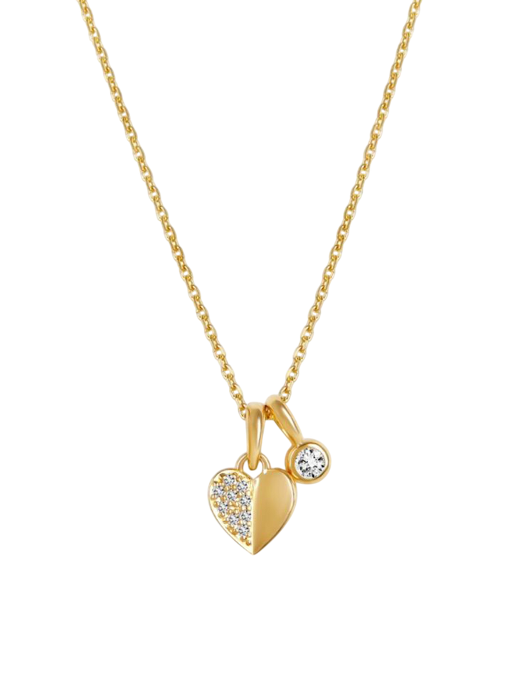 Folded heart lab-created diamond duo pendant