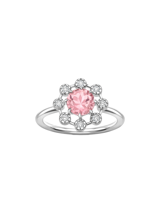 Celandine 14k pink tourmaline & created diamond ring photo