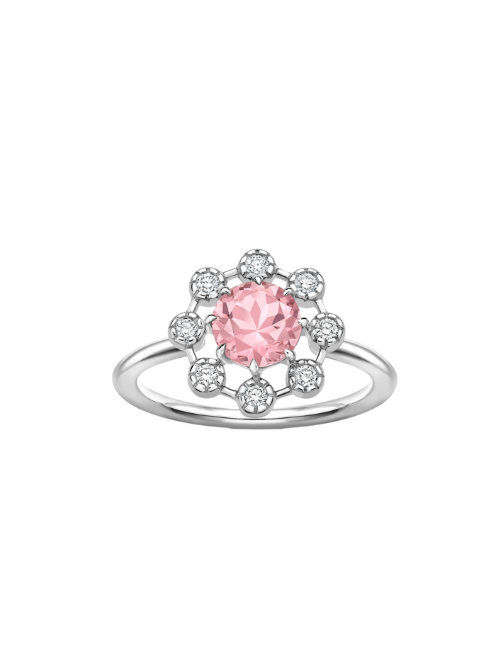 Celandine 14k pink tourmaline & created diamond ring