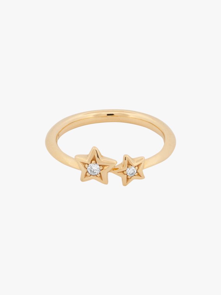 Bijou duo star recycled gold created diamond pinky ring