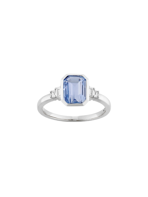 Mila blue sapphire & diamond ring photo