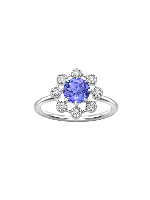 Celandine 14k tanzanite & created diamond ring photo