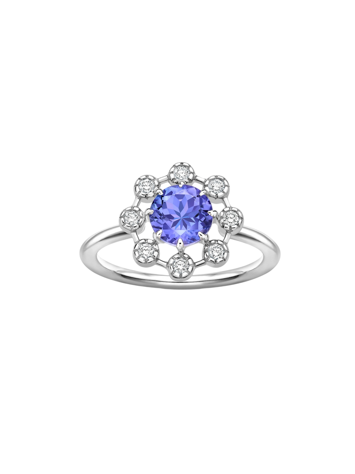 Celandine 14k tanzanite & created diamond ring