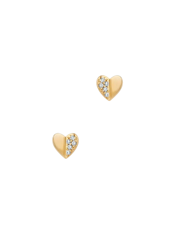 Folded heart lab-created diamond studs