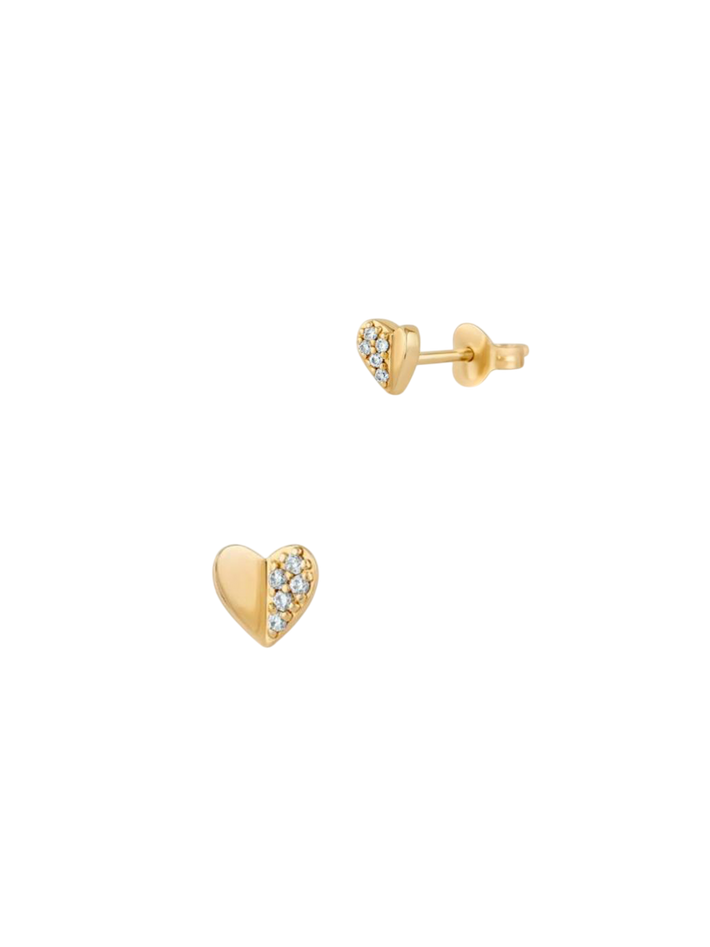 Folded heart lab-created diamond studs