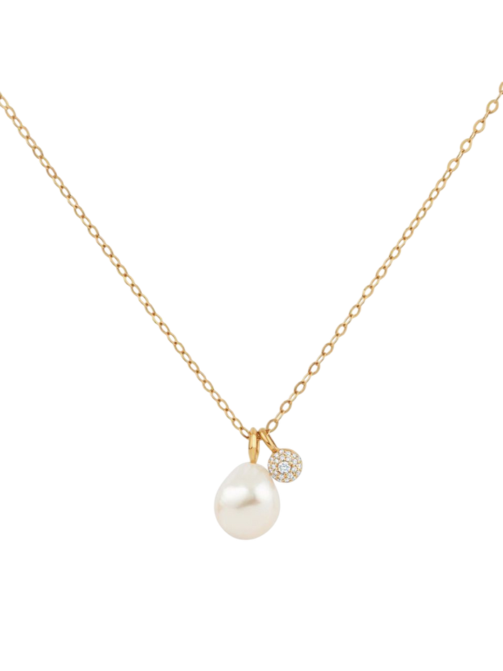 Freshwater pearl & lab-created diamond bon bon pendant